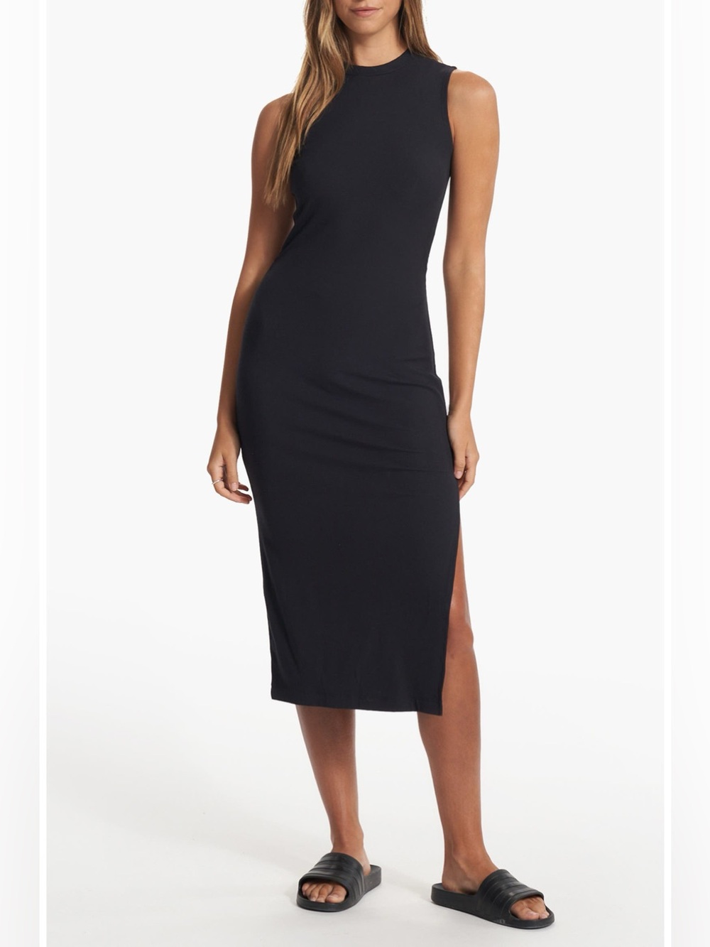Vuori Pose Midi Tank Navy blue Sleeveless Dress with Side Slit Size Small